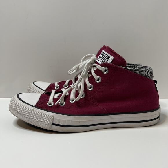 Converse All Star Mid Top Burgundy Cushion Tongue, Bows On Back Womens Size 9 - Picture 2 of 10
